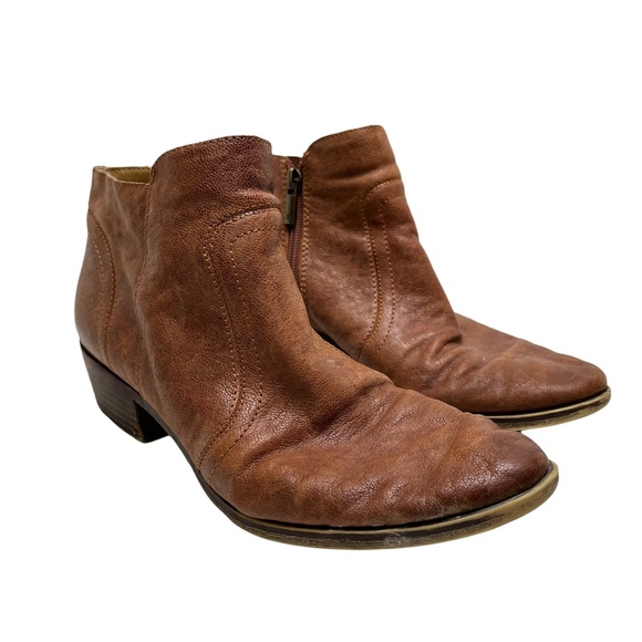 Lucky Brand Shoes - LUCKY BRAND Genuine Leather Rustic Warm Brown Cognac Ankle Booties Boots sz 8.5